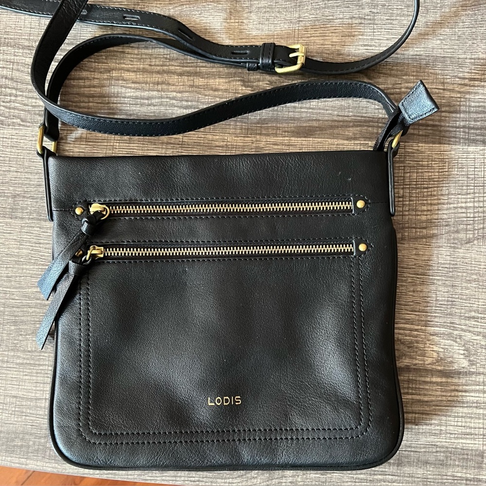Lodis Black Leather Crossbody Bag NWOT